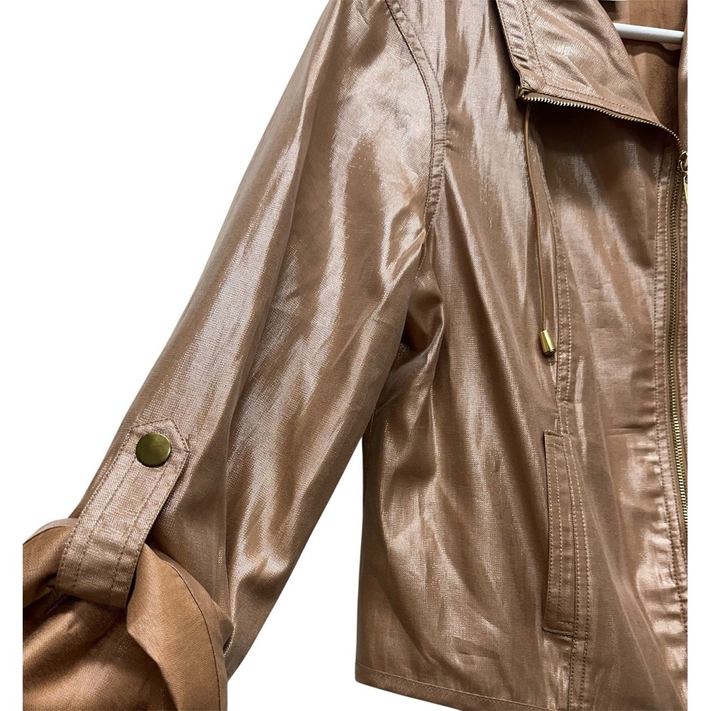 Ruby Rd. Gold Tone Shimmer Jacket. Zip Front. Size 14P - Picture 3 of 10
